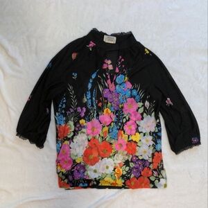 Ship n shore Vintage 1960s Floral Blouse ILGWU retro wildflowers cottagecore